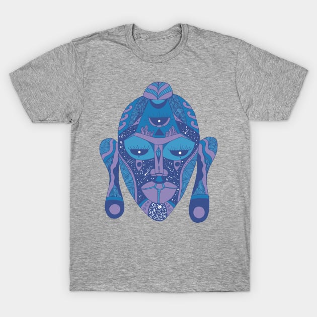 Mountain Blue African Mask 7 T-Shirt by kenallouis